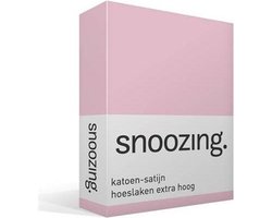 Snoozing - Katoen-satijn - Hoeslaken - Extra Hoog - Tweepersoons - 150x200 cm - Roze