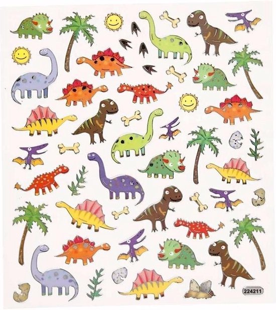 Dinosaurus stickervel met gekleurde dino stickers | bol.com