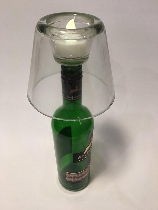Bottlelight - waxinelichthouder voor op een fles - helder glas