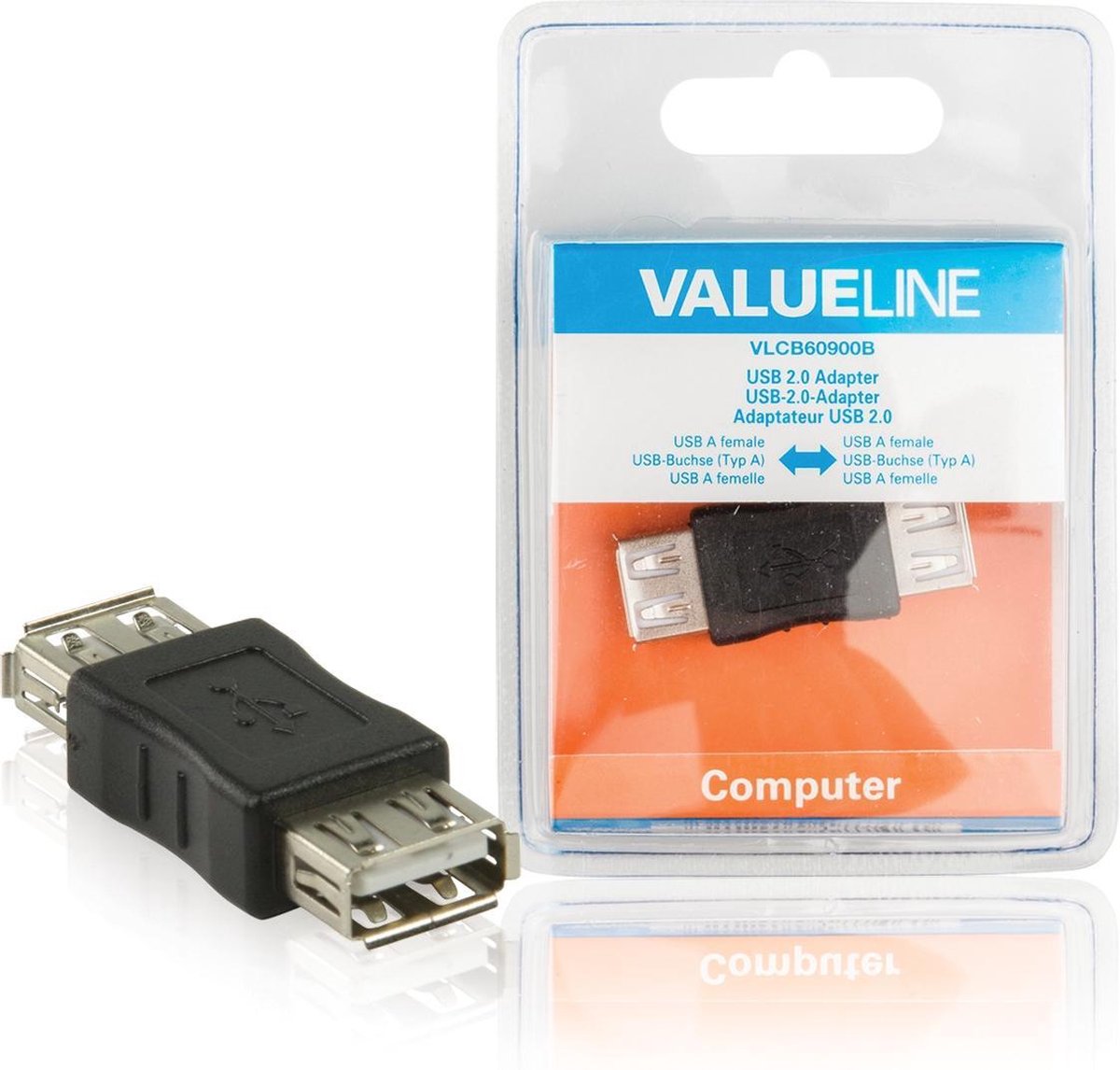 USB 2.0-Adapter USB A Female - USB A Female Zwart
