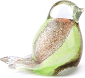 Urnencenter© Mini Urn Glasobject Vogel - Urn - Urn voor as - Urn Hond - Urn Kat - Urn Deelbewaring- Mini Urn Glas - Kunstobject - Groen/Oranje/Bruin/Wit