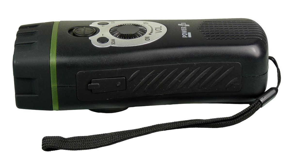 POWERplus Wolf Dynamo 3 LED Zaklamp FM Scan Radio | opwindbare radio en zaklamp | met ingebouwde oplaadbare batterij | dynamo en USB oplaadbaar
