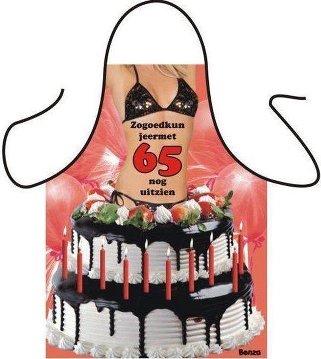 Benza Schort 65 Jaar - Sexy/Leuke/Grappige/Mooie Keukenschort - Vrouw (stoute versie)