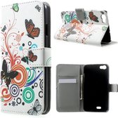 Wiko Lenny Hoesje Vlinders (Wallet Stand Case)