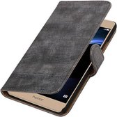 Hagedis Bookstyle Wallet Case Hoesjes Geschikt voor Huawei Honor V8 Grijs