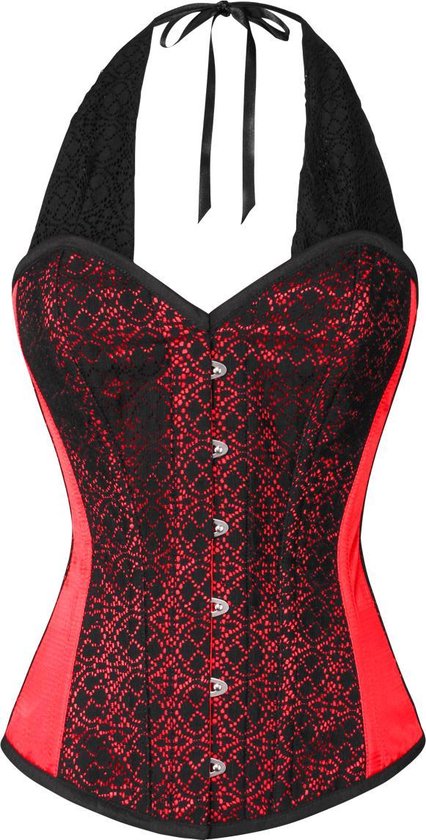 Halter corset met stalen baleinen-rood/zwart- maar XL | bol.com