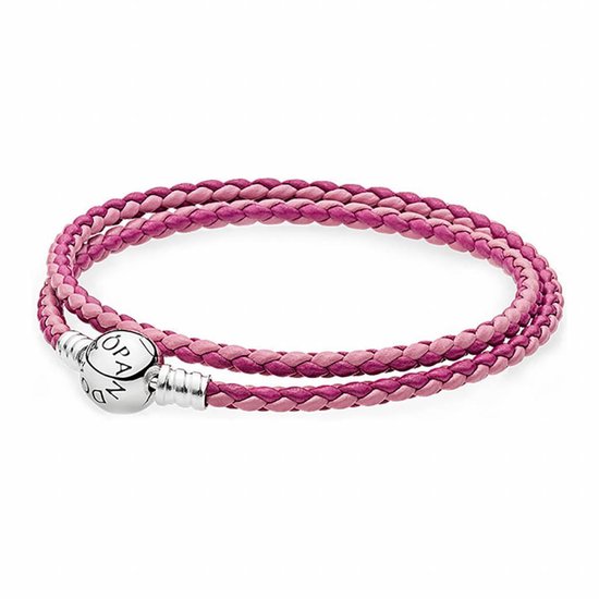 dood gaan Afhaalmaaltijd dauw Pandora Armband dubbel zilver-leder 'Moments' roze mix 38 cm 590747CPMX-D2  | bol.com