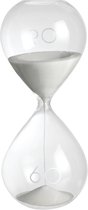 Mascagni - Glazen zandloper met witte inhoud formaat 11 x 30 (h.) cm doorlooptijd 60 minuten - 0Q SIXTY
