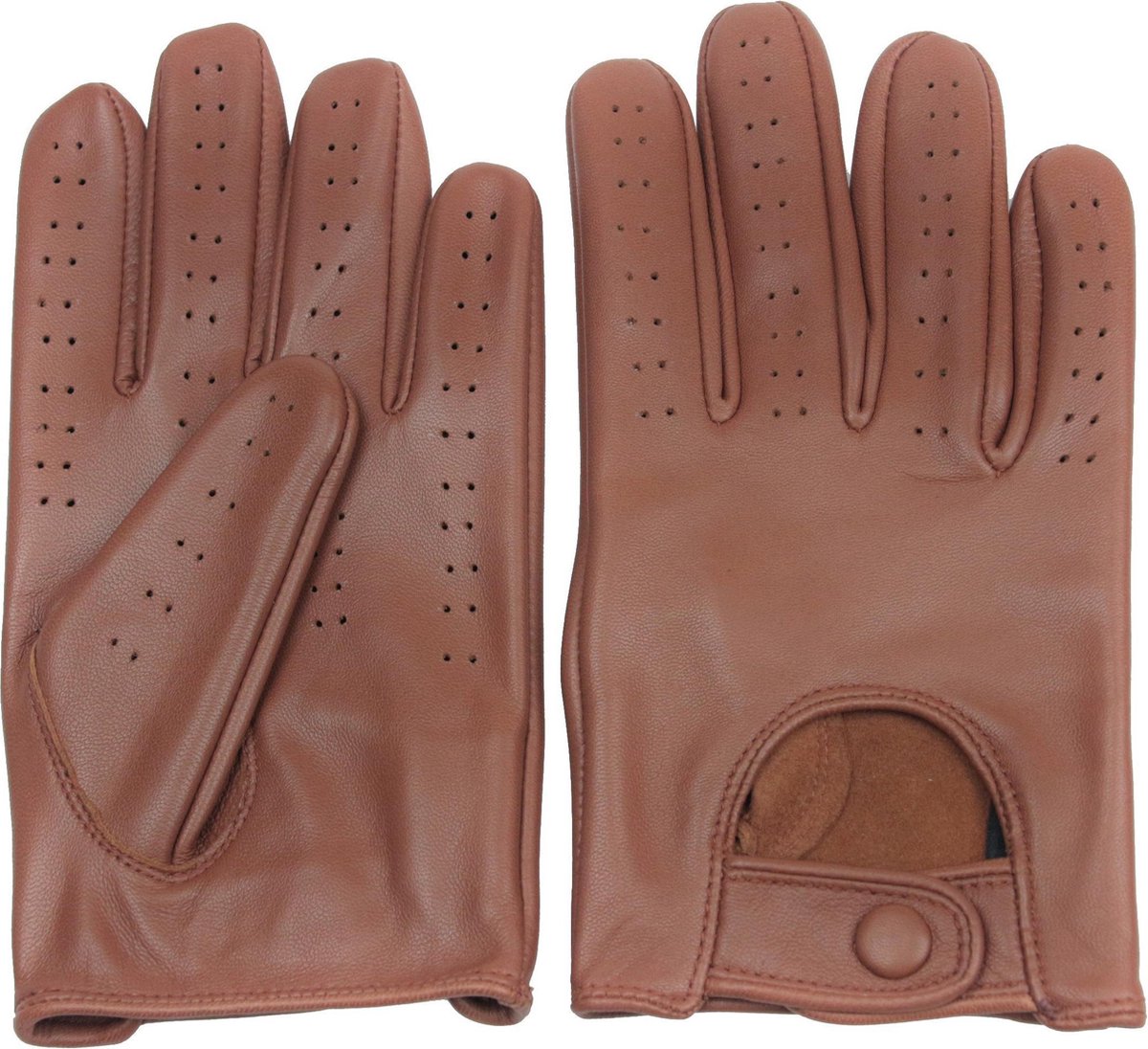 DriveLux™ Retro Racing - Leren Handschoenen Heren - Nappa Bruin - Leren Auto/Motor Handschoenen - Driving Gloves - Maat M (: 18,5 - 20,5 cm) - Ademend en Waterbestendig – Gemaakt van Lamsleer