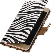 Zebra Bookstyle Wallet Case Hoesjes Geschikt voor Samsung Galaxy C5 Wit