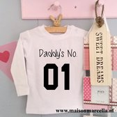Shirtje Daddy's no. 1 | Lange of korte mouw | wit | maat 56-110  | baby tekst cadeau eerste vaderdag papa