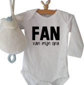 Baby Rompertje met tekst Fan van mijn opa | Lange mouw | wit | maat 50/56