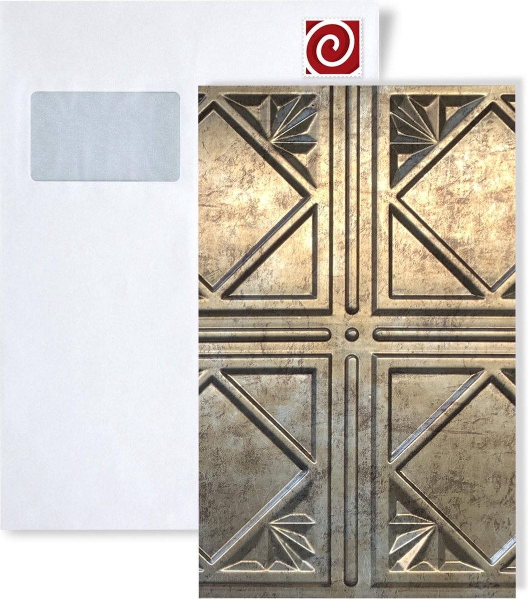 1 PROEFMONSTER S-705632 Profhome 3D Artnuovo Crosshatch BACKSPLASH Collection Wandpaneel STAAL in ongeveer A4-formaat