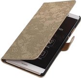 Lace Bookstyle Wallet Case Hoesjes Geschikt voor Huawei P8 Max Goud