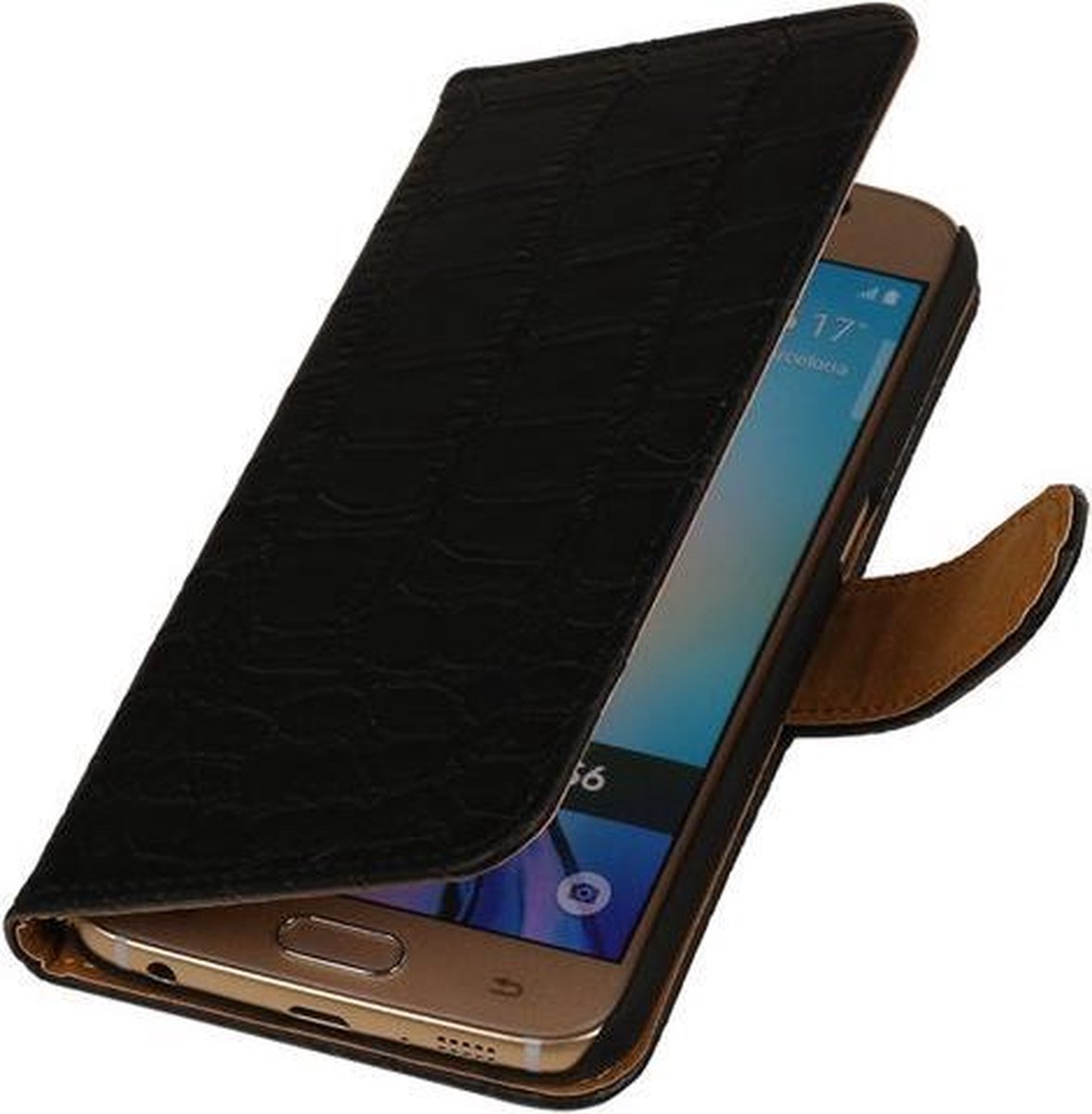 Zwart Krokodil Booktype Samsung Galaxy S7 Plus Wallet Cover Hoesje