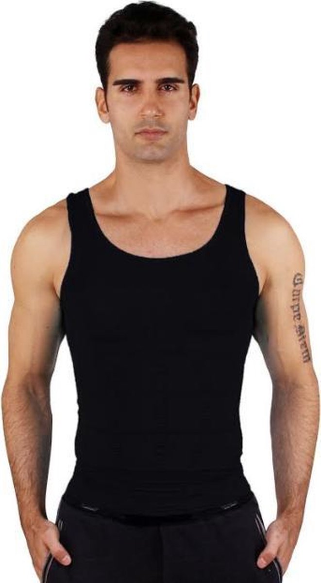 Goedkoopste Slimming shirt - Afslank shirt - Figuur corrigerend shirt - Mannen - Zwart L/XL