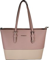 Saffiano schoudertas Flora & Co vieux rose - beige taupe geschikt voor A4 schriften