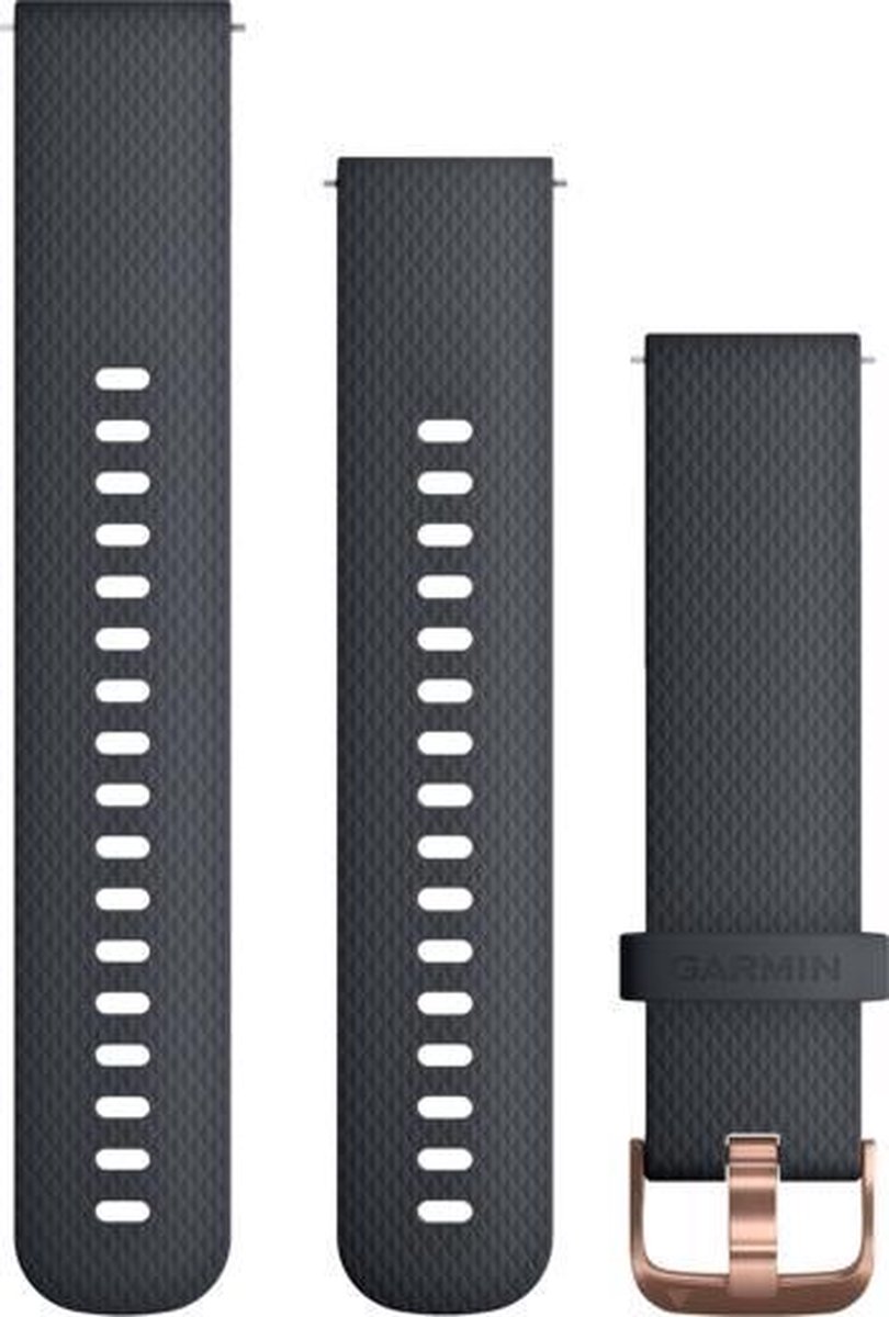Garmin Quick Release Siliconen Horlogebandje - 20mm Polsbandje - Wearablebandje - Granite Blue met Rose Gouden Gesp