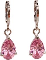 Oorhangers met roze druppelvormige steen