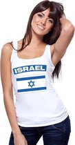 Singlet shirt/ tanktop Israelische vlag wit dames L