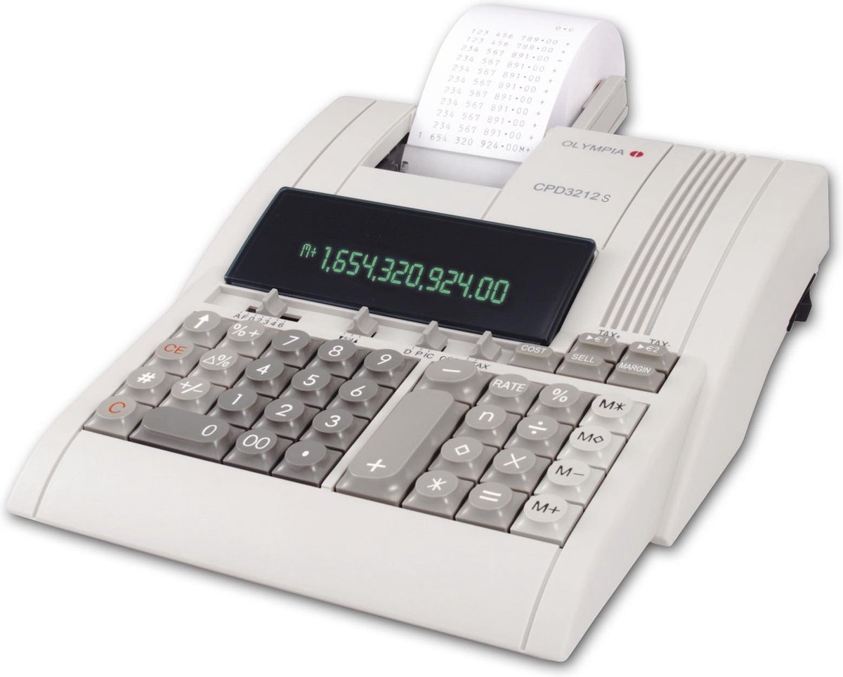 Olympia CPD 3212S Bureaurekenmachine met printer werkt op het lichtnet Beige Aantal displayposities: 12