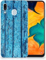 Geschikt voor Samsung Galaxy A20 | A30 Uniek TPU Hoesje Wood Blue