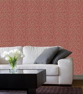 Dutch Wallcoverings Vliesbehang roos - rood/goud