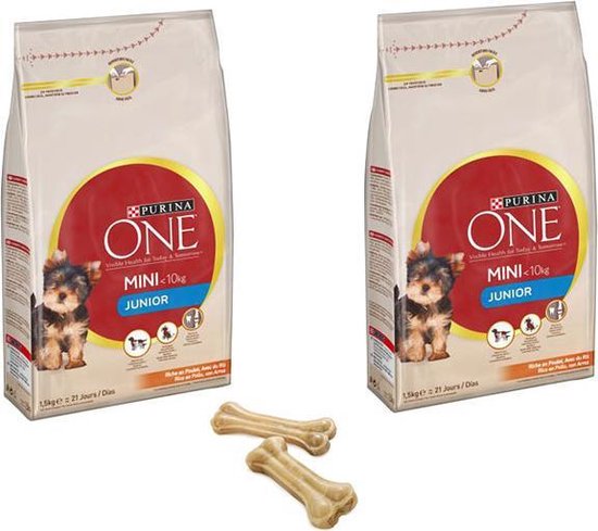De waarheid vertellen Pijnstiller Bewust worden Purina One hondenbrokken Mini 1,5Kg Junior per 2 verpakkingen + gratis 2  knookjes | bol.com