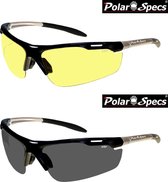 Combinatievoordeel Polar Specs® Polariserende Nachtbril + Polariserende Zonnebril Velocity Sport PS9041 – Silver – Polarized – Medium – Unisex