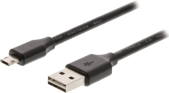 USB 2.0 Kabel USB A Male - Micro-B Male 1.00 m Zwart