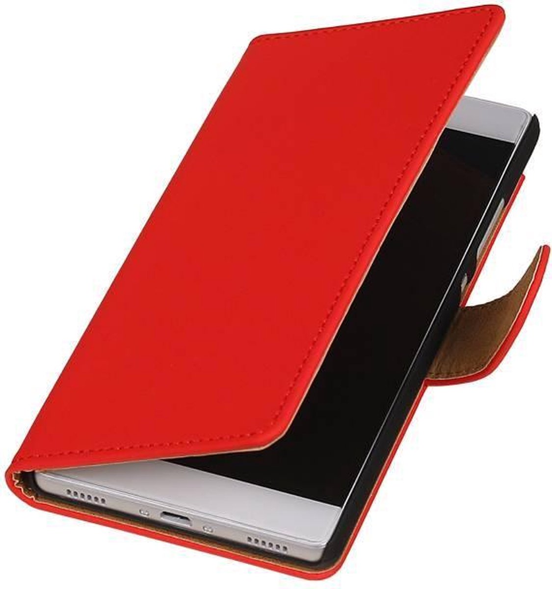 Huawei P8 - Effen Rood - Book Case Wallet Cover Hoesje