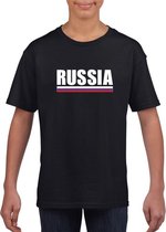 Zwart Rusland supporter t-shirt voor kinderen M (134-140)