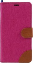 Shop4 - iPhone Xs Max Hoesje - Wallet Case Dutch Design Denim en Leer Roze