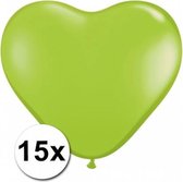 Hartjes ballonnen lime 15 stuks