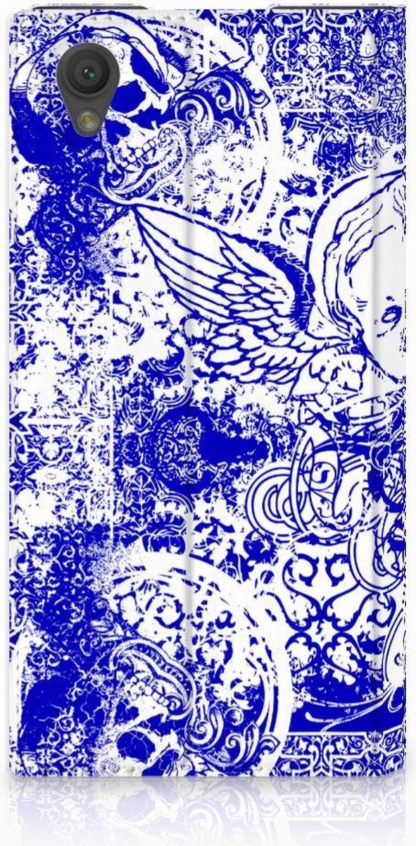 Mobiel BookCase Sony Xperia L1 Angel Skull Blauw