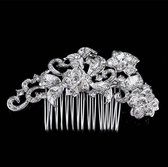 Elegante Zilverkleurige Haarkam met Fonkelende Kristallen