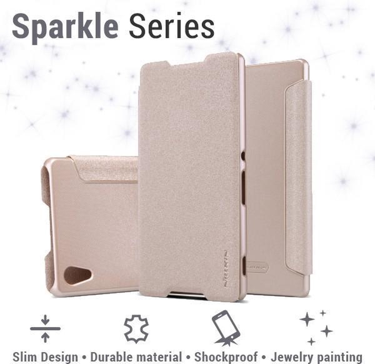 Nillkin Leather Case Sony Xperia Z3+ - Sparkle Series - Gold