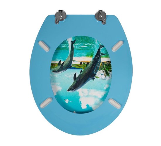Baytex Wc-bril MDF - Adventure Blue - Dolfijnen toiletbril | bol.com