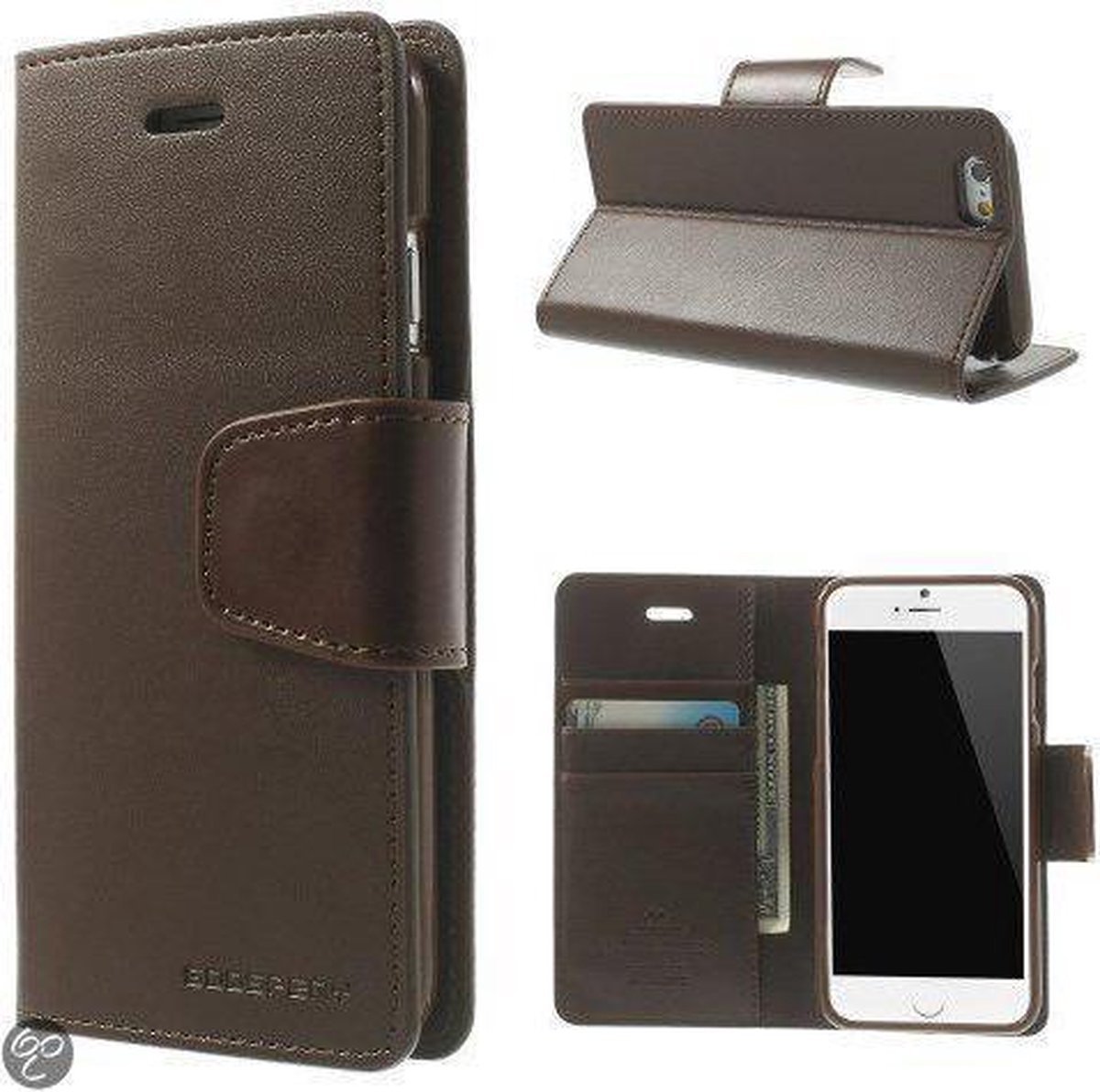 Goospery Sonata Leather case hoesje Geschikt voor: iPhone 6 Plus Bruin