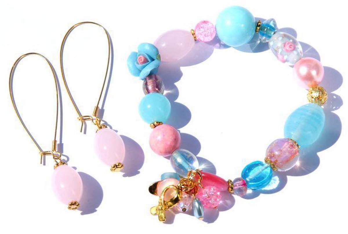 Jewellicious Designs Lovely Pink & Aqua geluksarmband & oorbellen voor Pink Ribbon