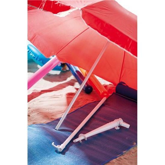 Relaxdays parasol strandtent, uv-bescherming 50, H x : 210 x 175 cm, ronde strandparasol met windscherm, in tas, groen