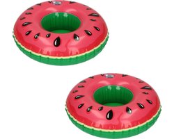 Opblaasbare Watermeloen Bekerhouder Set voor Bekers en Blikjes – 2 stuks – 18 x 18 x 6 cm  | Opblaas Meloen Drankhouder | Opblaasartikel | Zwembadaccessoire | Bekerhouders | Opblaasartikelen | Opblaasfiguur