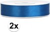 2x rollen satijn sierlint/cadeaulint kobalt blauw 12 mm