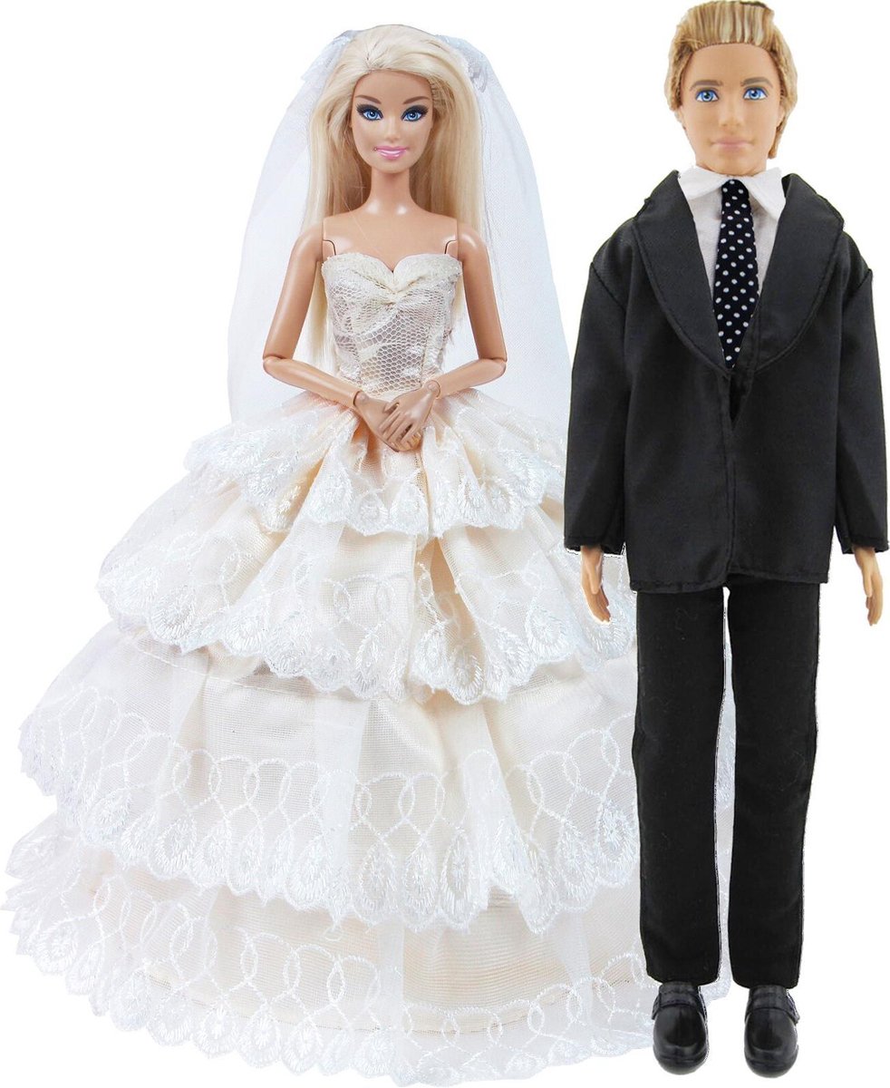 Bruidskleding voor modepop zoals Barbie en Ken - Trouwpak en bruidsjurk |  bol.com