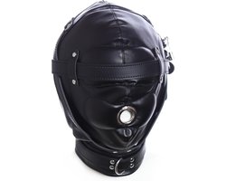 Banoch - Foraminis Hood Black - Zwart bondage masker van PU Leer | BDSM