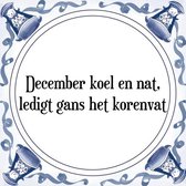 Tegeltje met Spreuk (Tegeltjeswijsheid): December koel en nat, ledigt gans het korenvat + Kado verpakking & Plakhanger