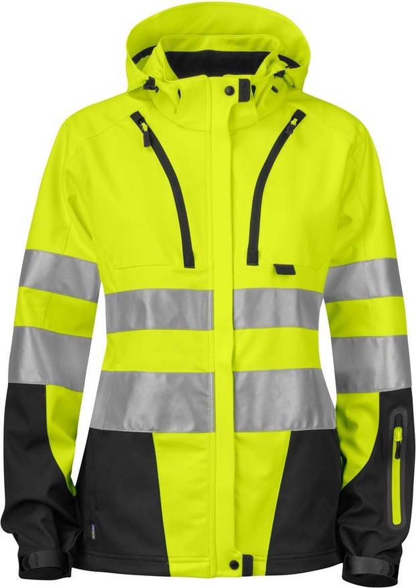 ProJob 6423 ONGEVOERDE SIGNALISATIE SOFTSHELL EN ISO 20471 KLASSE 3 DAMES 646423 - Geel/Zwart - L