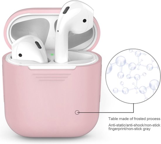 Airpods Silicone Case Cover Hoesje voor Apple Airpods - Licht Roze - Merkloos