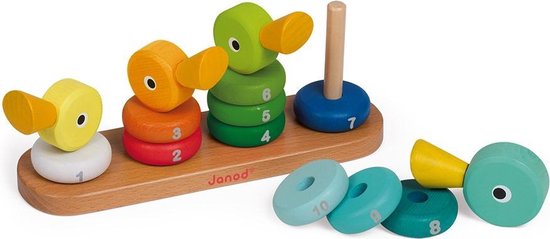 Janod Zigolos - Stapeltoren Eendenfamilie - Bouwspel Met 14 Houten Stukken Om Te Stapelen En Te Leren Tellen Van 1 Tot 10 - Geschikt Vanaf 1 Jaar van Janod — afbeelding 2