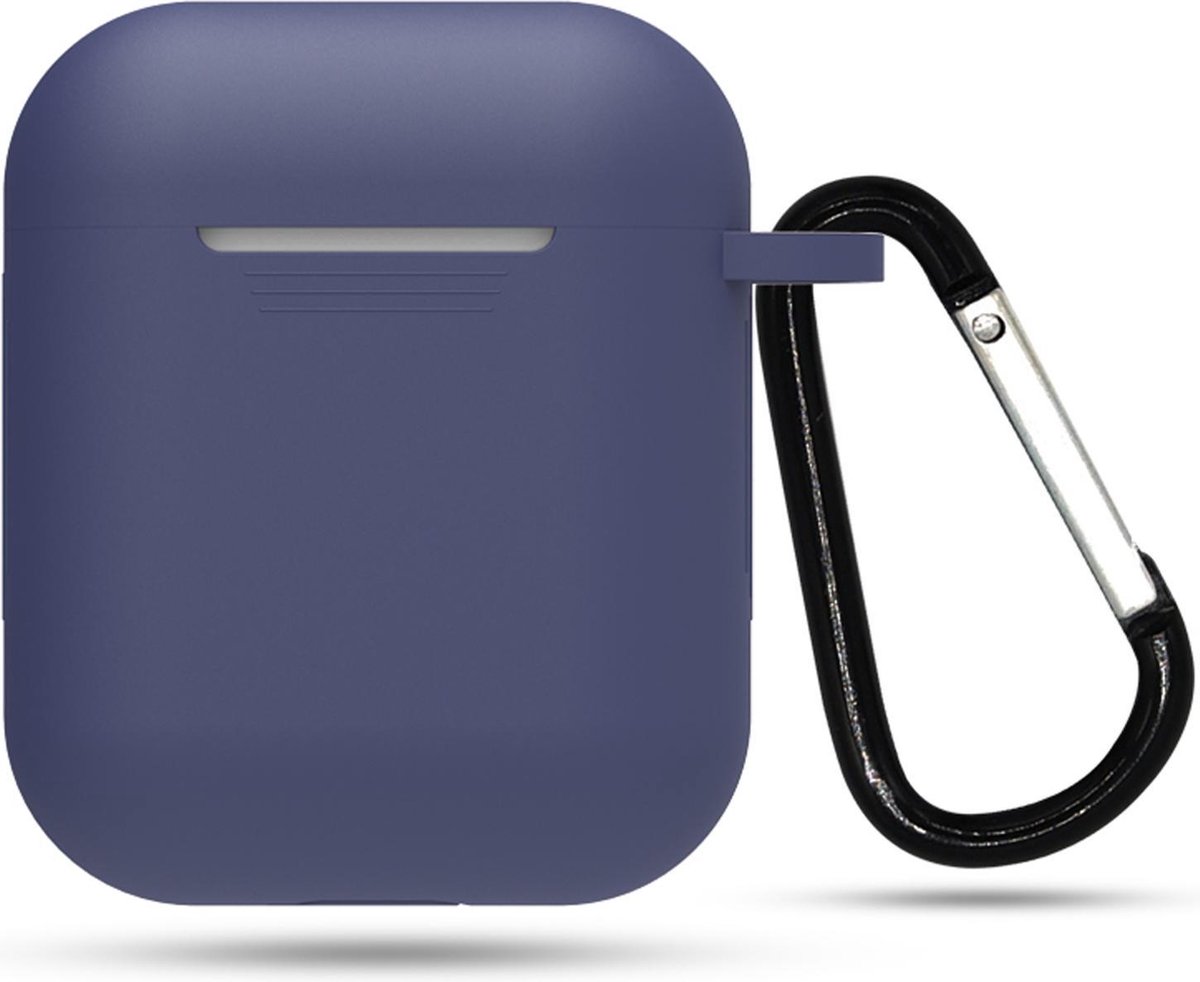 Siliconen Case Voor Apple AirPods 2 - Hoesje Met Haak - Airpod Accessoire (Blauw)